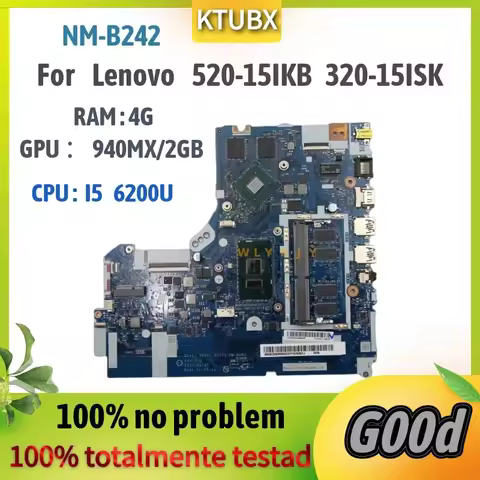 NM-B242.For Lenovo IdeaPad 320-15IKB 320-15ISK 520-15IKB Laptop Motherboard CPU：I5 6200U.RAM：4G.GPU 