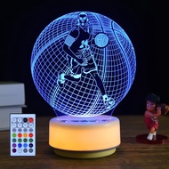 Basketball Night Light Sports Table Mood Lamp,14 Colors Pattern & Warm White Luminous Base Desk Ligh