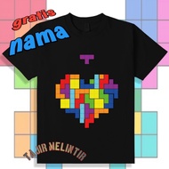 Boys and girls Block blast game T-shirt Love heart shape