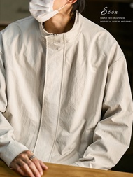 แจ็คเก็ตแบบสวมลำลองสำหรับผู้ชาย ทรงหลวม คอตั้ง ฤดูใบไม้ผลิและฤดูใบไม้ร่วง สไตล์นักบินอเมริกัน Cleanf