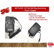 AC To DC Adaptor 12V2A UK Plug Switching Power Supply (12V 2A Adaptor)
