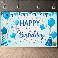 180 x 110 cm/70.8 x 43.3 inches Happy Birthday Decorations Banner Sign,Blue Happy Birthday Backdrop,