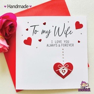 Wife " I Love You" Handmade Valentine's card, Anniversary Card, Happy Anniversary card, Greeting ca