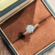 Classic 6 Prong 2CT Moissanite Ring 925 Sterling Silver Plated White Gold Solitaire Engagement Weddi
