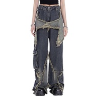 Bopoft Aesthetic Hight Waist Jeans Y2k Women Star Harajuku Gothic Fashion Baggy Wide Leg Y2k Pants V
