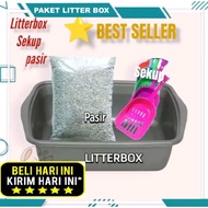 Cat Litter Box Package 1 set Cat Litter Box + Scoop + 1kg kitten cat Litter Box