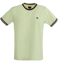 BROWNE & CO. เสื้อยืด คอตตอน สีเบจ คอ แขน ตัดต่อผ้าทอลาย รุ่น TPT010-1-BE
