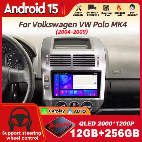 Android 15 car For Volkswagen VW Polo MK4 6Q 9N 9N3 2004 - 2009 radio Multimedia Player GPS Auto Nav