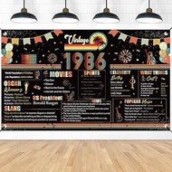 Refavor Vintage Large 40th Birthday Banner Backdrop, Happy 40th Birthday Decorations for Men Women, 