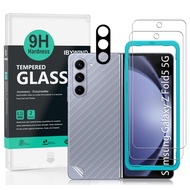 IBYWIND Tempered Glass Screen Protector For Samsung Galaxy Z Fold5 5G(2Pcs),1 Camera Lens Protector,1 Backing Carbon Fiber Film,Easy Install