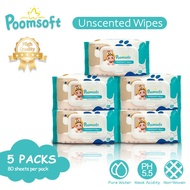 POOMSOFT Non Alcohol Small Baby Wet Wipes/Wet Tissue (400 Pcs/5Pack)
