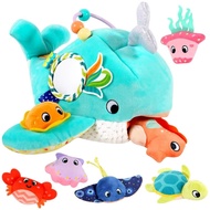 FREYBLI Baby Toys 6-12 Months - Soft Ocean Adventure Toy with Rattle, Crinkle Paper, Squeaker, Mirro