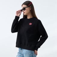 [ERSS] Women's Long-Sleeved T-shirt Long-Sleeved Top University t Small Stamp Round Neck t Black [K6