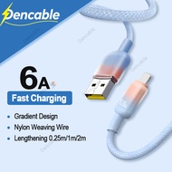 6A High Current Super Fast Charging Cable Gradient Color Bending Resistance Woven Charging Data Cabl