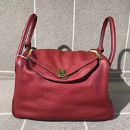 Hermes Lindy 30 二手Hermes愛馬仕Lindy30紅色tc皮金扣c刻