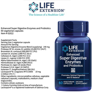 Life Extension  เอนไซม์การย่อยอาหารซุปเปอร์ที่ปรับปรุงและโปรไบโอติกส์ 60 แคปซูลมังสวิรัติ รายการ # 0