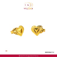 WELL CHIP Heart Shaped Studs Earrings - 916 Gold/Anting-anting Kancing Bentuk Hati- 916 Emas