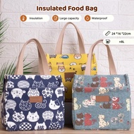 Cartoon Insulated Lunch Bag Pastoral Style Large-Capacity Thickened Aluminum Foil Lunch Box Bag Hand