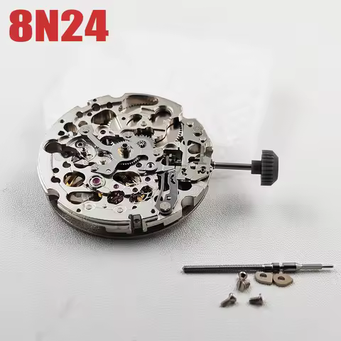 Genuine MIYOTA 8N24 Skeleton Mechanical Movement Automatic Self-winding Hollow 8N24 Movement 21 Jewe