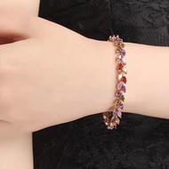 Korean Style All-Match Bracelet Colorful Crystal Ladies Fashion Jewelry Willow Leaf Crystal (Willow 