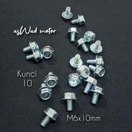 1PCS Universal Gear Clip Bolt Bold Flange Bolt/ M6x10mm K10 Cap Bolt/ 10mm long 10 M6 x 10cm GENUINE