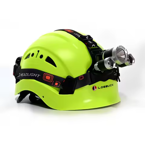 LOEBUCK American Rock Climbing Rescue Helmet with Headlamp, Thickened Hard Hat