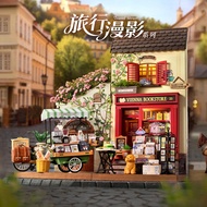 Rolife Ruolai diy Hut Flower Comic Bookstore Hand-Assembled Model Miniature Wooden House Birthday Gi