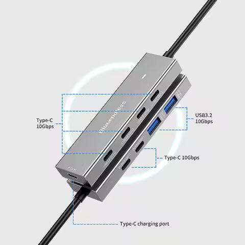 USB C Hub High Speed 5 Ports Multi Type C to USB 3.2 Gen2 Hub Splitter Adapter for MacBook Pro iPad 