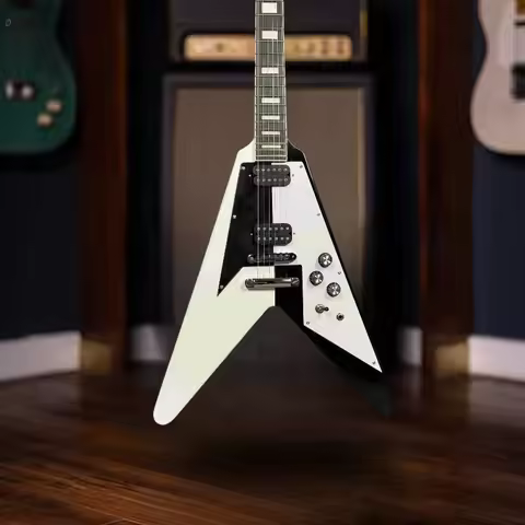 White Black Flying V ELectric Guitars Mahogany Guitarras Black White Rich and Mellow Tone