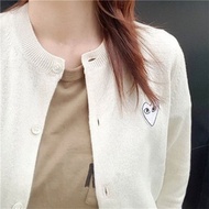เสื้อไหมพรมแขนยาว คอกลม กระดุมหน้า กันหนาว Grace_Chili 3032
