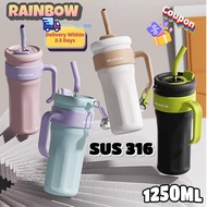 【Fast】1250ml Tumbler Cup Cold & Hot Resistant Cold Cup 316 Stainless Steel Cup With Straw Large