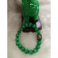 Cat EyeJade Bracelet w/Sutra Lucky Charm