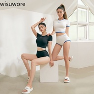 Wisuwee กีฬาชุดว่ายน้ำ Rashguard ผู้หญิงชุดว่ายน้ำเซ็กซี่ร้อนชุดชั้นในชุดเสื้อยืดเอวสูงดำน้ำท่องชุดว