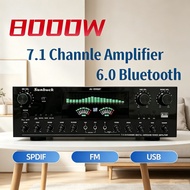 8000W 7.1 Channel Surround Amplifier Wireless Bluetooth SPDIF FM USB Home KTV Power Amp家用功放