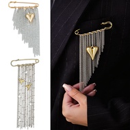Multi-Layer Chain Brooch Glamorous Heart Brooch Pin Long Tassel Chain Brooch For Clothes Decor