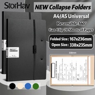 A5 Black Foldable Folder A4 to A5 Folding Board Folder Portable Clipboard Folder Paper Organizer