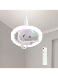 Ventilador de Techo con Iluminación LED y Enchufe E27 - Control Remoto, Oscilación 360°, RGB, 3 Velocidades