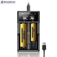 DREAMFOREST USB LCD Battery Smart Charger 1 / 2 Slots Dual For 18650 3.7V Rechargeable Lithium Batte