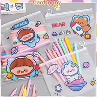 Tempat Pensil Transparan / Zipper Pouch / Ziplock Plastik Lucu Imut Astronot Dino Beruang Sapi Termu