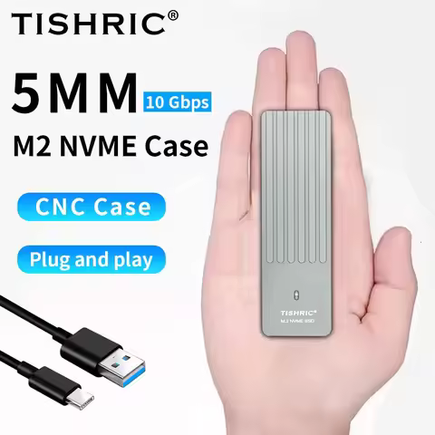 TISHRIC Ultra-Thin Portable M2 SSD Case 5mm NVMe Single Protocol SSD Enclosure For Gaming High-Speed
