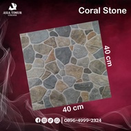 Keramik Lantai Matt/Kasar - Clio Coral Stone Grey 40 x 40 cm