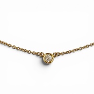 成色極佳 ◇ TIFFANY&Co. Tiffany By the Yard Elsa Peretti 750 (YG) 鑽石 1P 約 0.03 克拉 直徑 3.4 毫米 項鍊 黃金 重量 1.76
