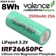 ORIGINAL Valence IRF26650PC LiFePO4 26650 3.2v 3.6V 8Wh LFP Rechargeable High Drain long cycle batte