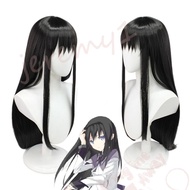JEREMY1 Homura Akemi Cosplay Wig, Halloween Party Heat Resistant Puella Magi Madoka Magica, Role Play Anime Magical Girl Synthetic Long Black Wig Women