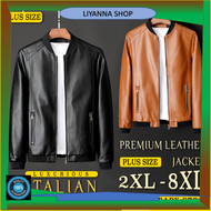 LIYANNA SHOP ‍️  Men Premium Leather Jacket Motorcycle WindBreaker Casual PU Outerwear Jaket Lelaki Motor MT 188