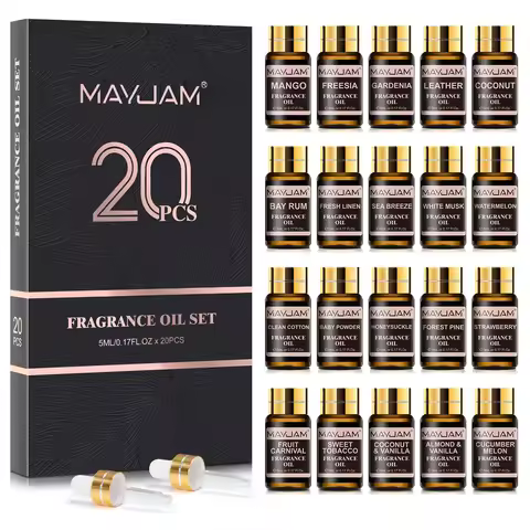 MAYJAM 20pcs Fragrance Oils Gift Set White Musk Sea Breeze Clean Cotton Strawberry Mango Aromatic Es