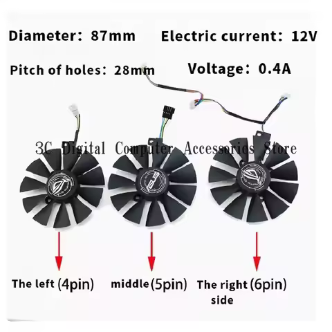 PLD09210S12HH graphics card fan 87mm 28mm for Asus ROG Strix GTX 1080ti 1080 1070ti 1060 RX 580 480 