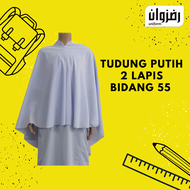 [READYSTOCK] TUDUNG SEKOLAH PUTIH 2 LAPIS BIDANG 55 DAN BIDANG 60 KAIN KOSHIBO JAHITAN KEMAS TAIPING