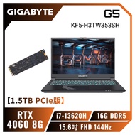 【1.5TB PCIe版】GIGABYTE G5 KF5-H3TW353SH 技嘉13代戰鬥版電競筆電/i7-13620H/RTX4060 8G/16GB DDR5/1.5TB(512G+1TB)PCIe/15.6吋 FHD 144Hz/W11/15色炫彩背光鍵盤【筆電高興價】