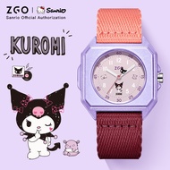 ZGO x Sanrio Kuromi Ladies Watch 30M Waterproof Square Dial Nylon Strap Quartz Watch 2136